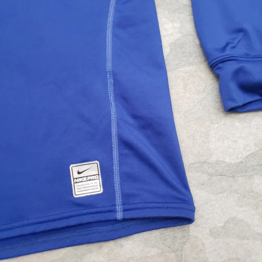 Nike Pro Shirt Mens Large Blue Pullover Dri-Fit Long Sleeve Compression Gym